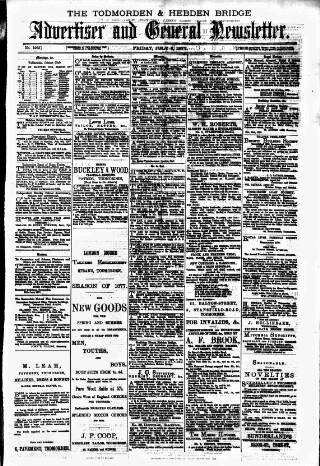 cover page of Todmorden Advertiser and Hebden Bridge Newsletter published on July 6, 1877