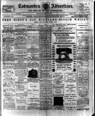 cover page of Todmorden Advertiser and Hebden Bridge Newsletter published on December 30, 1910