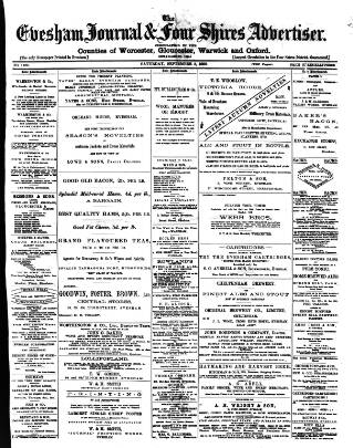 cover page of Evesham Journal published on September 3, 1898