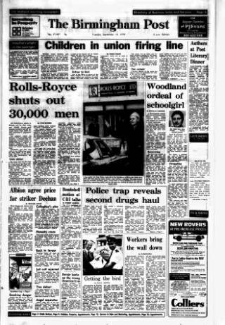 cover page of Birmingham Daily Post published on September 18, 1979