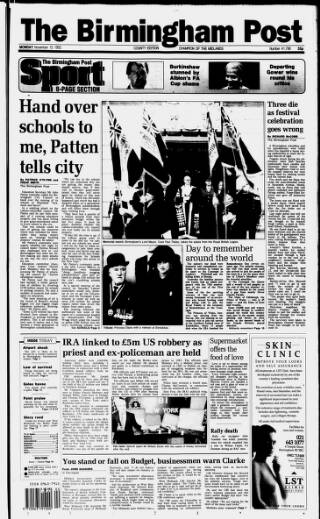 cover page of Birmingham Daily Post published on November 15, 1993