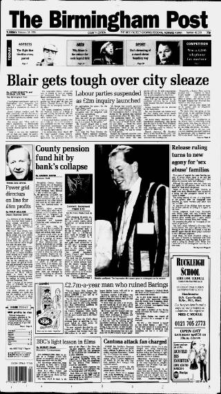 cover page of Birmingham Daily Post published on February 28, 1995