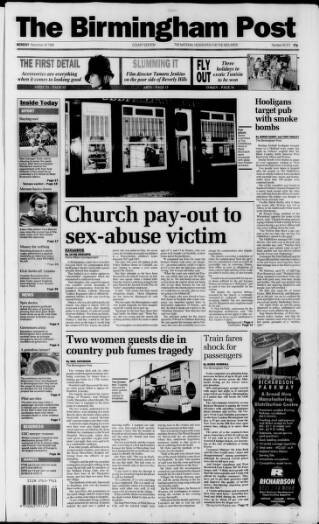 cover page of Birmingham Daily Post published on November 30, 1998