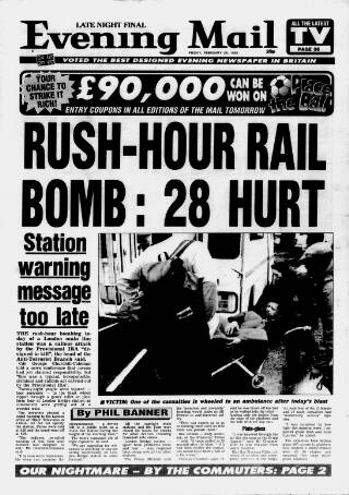 cover page of Birmingham Mail published on February 28, 1992