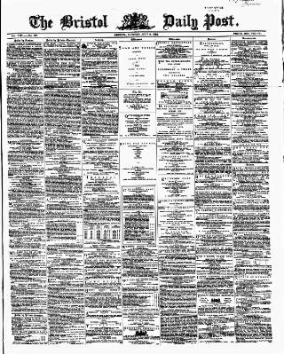cover page of Bristol Daily Post published on July 6, 1863