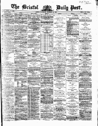 cover page of Bristol Daily Post published on December 30, 1868
