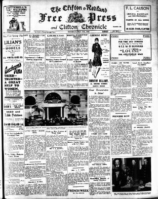 cover page of Clifton and Redland Free Press published on May 29, 1930