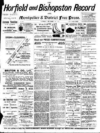 cover page of Horfield and Bishopston Record and Montepelier & District Free Press published on September 18, 1897