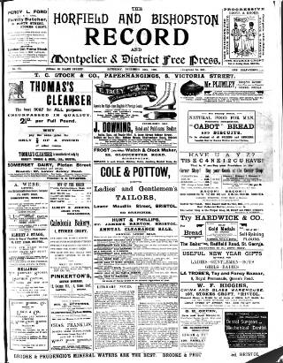 cover page of Horfield and Bishopston Record and Montepelier & District Free Press published on December 30, 1899