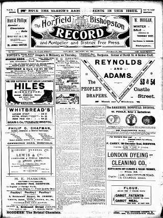 cover page of Horfield and Bishopston Record and Montepelier & District Free Press published on December 30, 1905