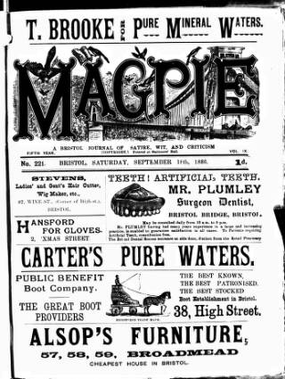 cover page of Bristol Magpie published on September 18, 1886