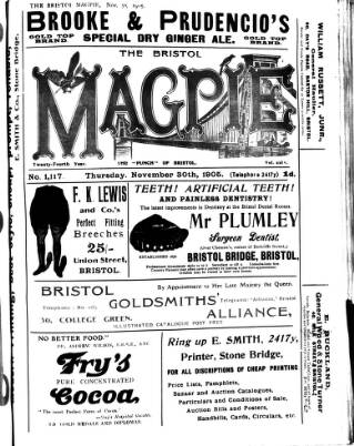 cover page of Bristol Magpie published on November 30, 1905