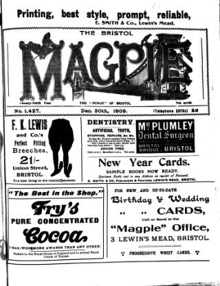 cover page of Bristol Magpie published on December 30, 1909