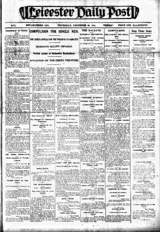 cover page of Leicester Daily Post published on December 30, 1915