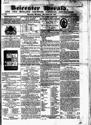 cover page of Leicester Herald published on December 30, 1837