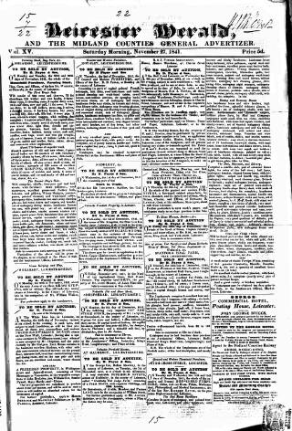 cover page of Leicester Herald published on November 27, 1841