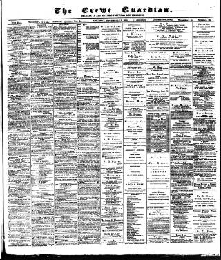 cover page of Crewe Guardian published on November 15, 1890