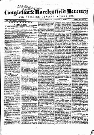 cover page of Congleton & Macclesfield Mercury published on November 15, 1862