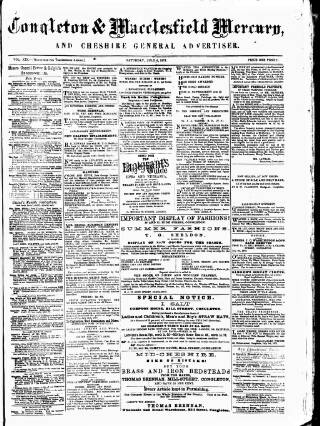 cover page of Congleton & Macclesfield Mercury published on July 6, 1872