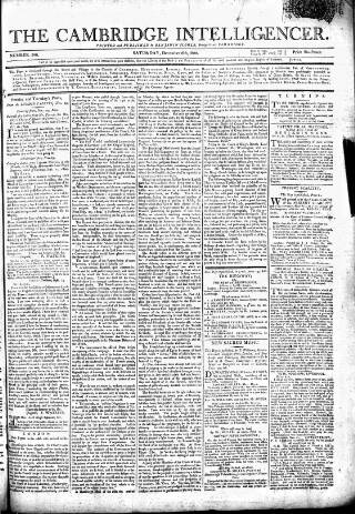 cover page of Cambridge Intelligencer published on December 6, 1800