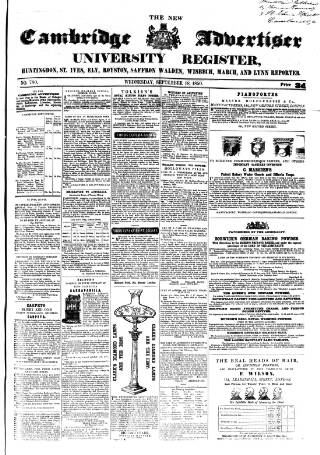 cover page of Cambridge General Advertiser published on September 18, 1850