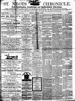 cover page of St. Neots Chronicle and Advertiser published on November 15, 1873