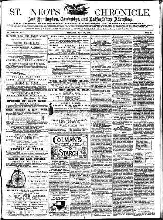 cover page of St. Neots Chronicle and Advertiser published on May 29, 1880
