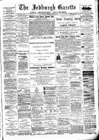 cover page of Jedburgh Gazette published on February 28, 1885