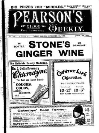 cover page of Pearson's Weekly published on November 30, 1912