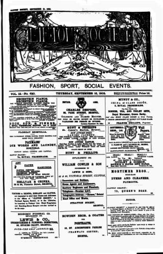 cover page of Clifton Society published on September 18, 1902
