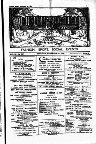 cover page of Clifton Society published on November 30, 1905