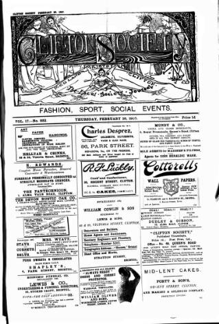 cover page of Clifton Society published on February 28, 1907