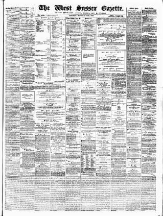 cover page of West Sussex Gazette published on November 15, 1883