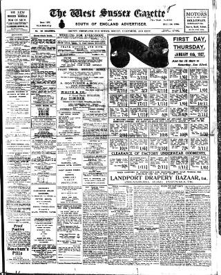 cover page of West Sussex Gazette published on December 30, 1926