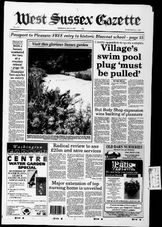 cover page of West Sussex Gazette published on July 6, 1995