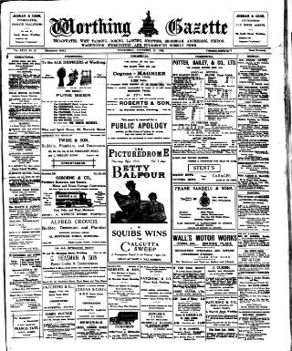 cover page of Worthing Gazette published on November 15, 1922