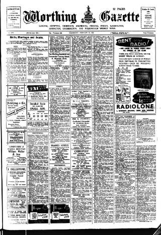 cover page of Worthing Gazette published on February 28, 1940