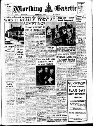 cover page of Worthing Gazette published on May 29, 1957