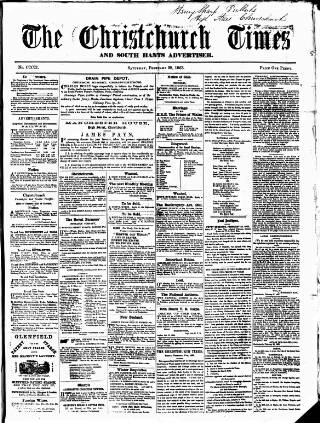 cover page of Christchurch Times published on February 28, 1863