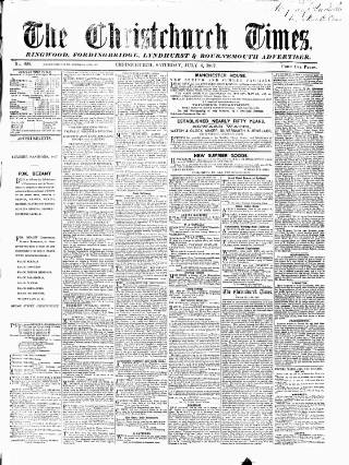 cover page of Christchurch Times published on July 6, 1867