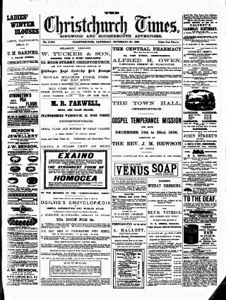 cover page of Christchurch Times published on November 30, 1895