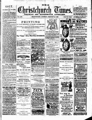 cover page of Christchurch Times published on February 28, 1903