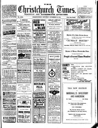 cover page of Christchurch Times published on November 15, 1913