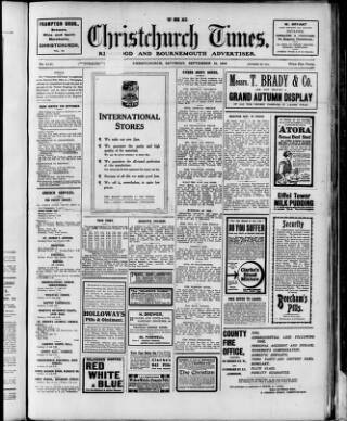 cover page of Christchurch Times published on September 18, 1915