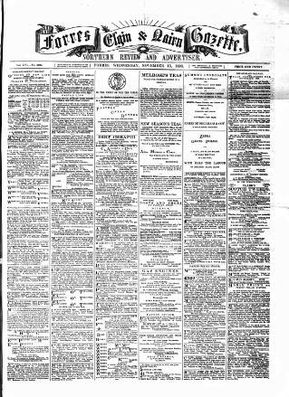 cover page of Forres Elgin and Nairn Gazette, Northern Review and Advertiser published on November 15, 1893