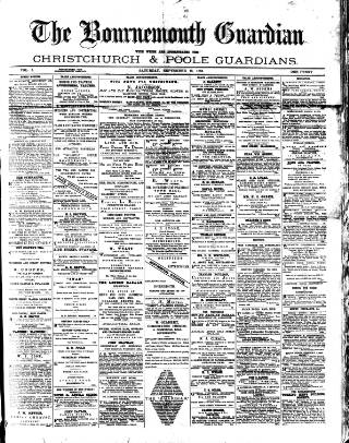 cover page of Bournemouth Guardian published on September 18, 1886
