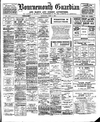 cover page of Bournemouth Guardian published on July 6, 1907