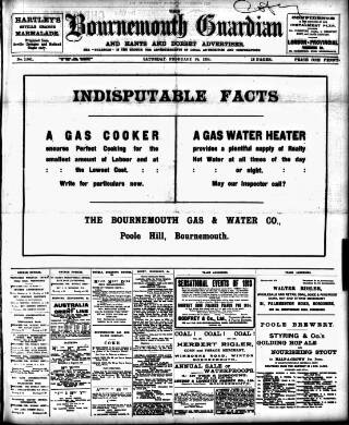 cover page of Bournemouth Guardian published on February 28, 1914