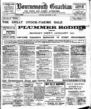 cover page of Bournemouth Guardian published on December 30, 1916