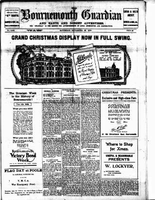 cover page of Bournemouth Guardian published on November 30, 1918